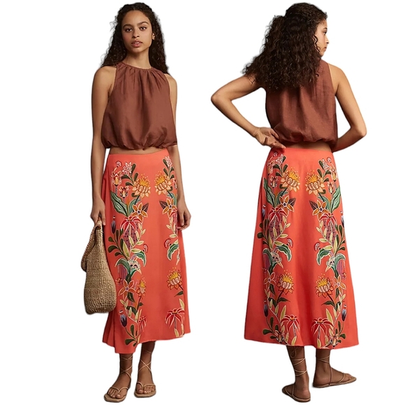 FARM Rio Dresses & Skirts - Farm Rio x Anthropologie Slip Midi Skirt Size Medium